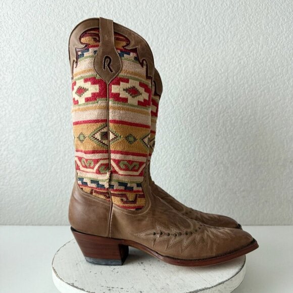Rod Patrick Womens Cowboy Boots 11AAA Brown Navajo Blanket Western Cowgirl Studs - Picture 3 of 14
